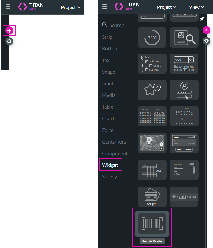 Barcode Reader widget