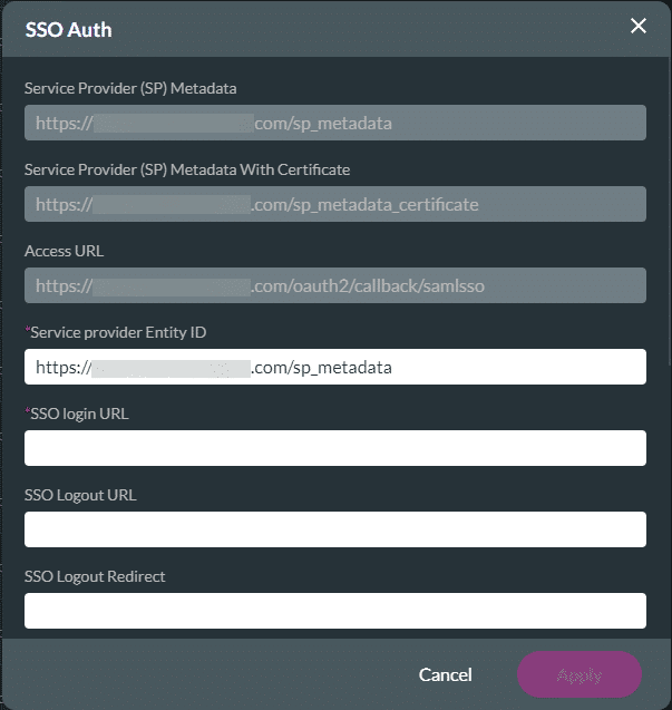 SSO Auth screen