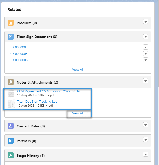 Notes & Attachments screen
