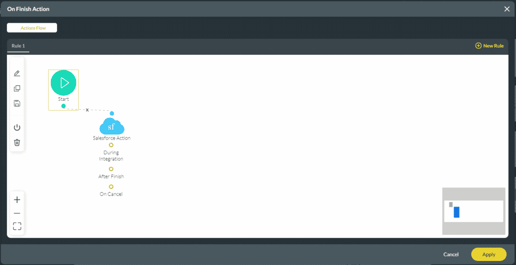 Salesforce Action on the On Finish Action screen