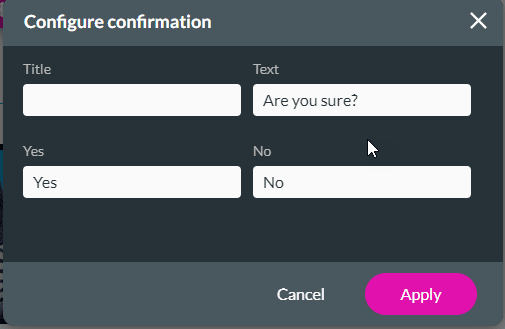 Configure confirmation screen
