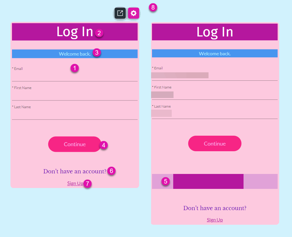 Example of changed styles