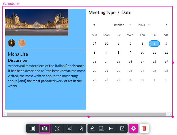 Meeting type/Date screen