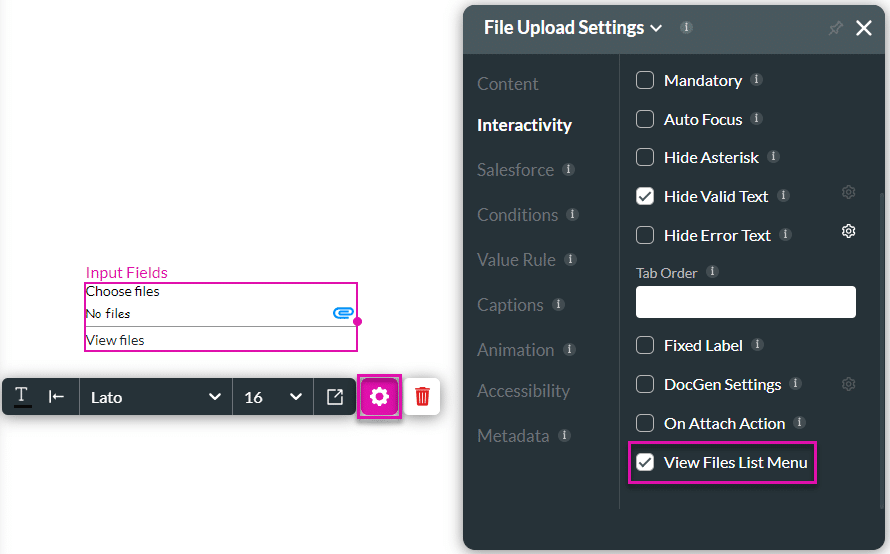 View File List Menu checkbox