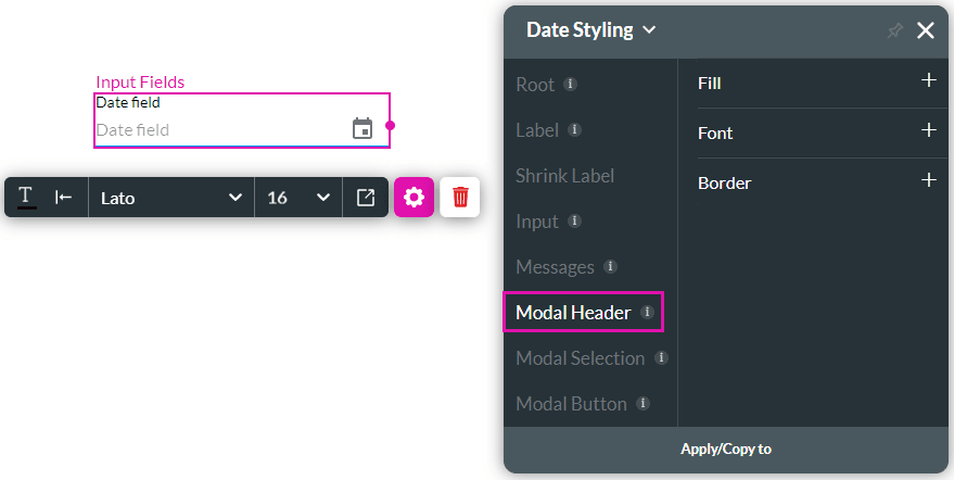 Style the Modal Header screen