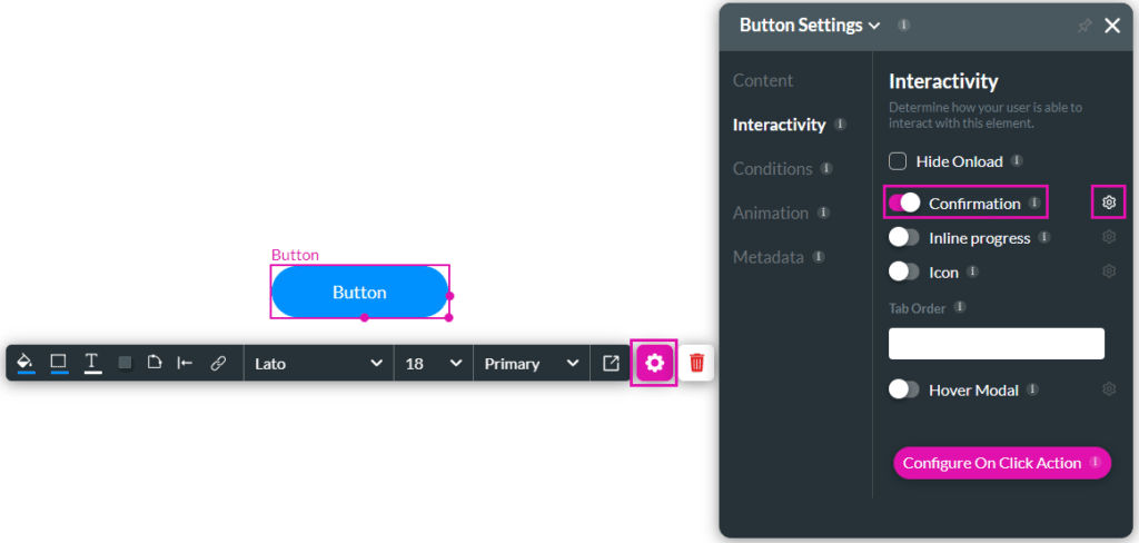 Confirmation toggle switch
