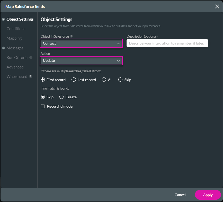 Map Salesforce fields