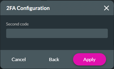 2FA Configuration screen
