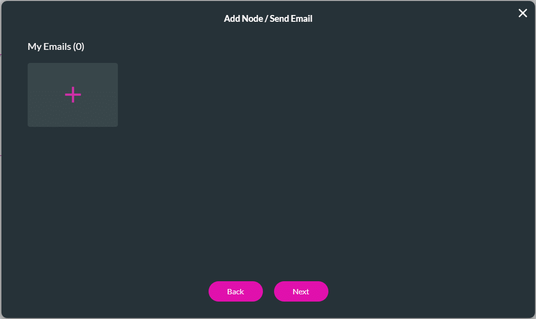 Add Node/Send Email screen