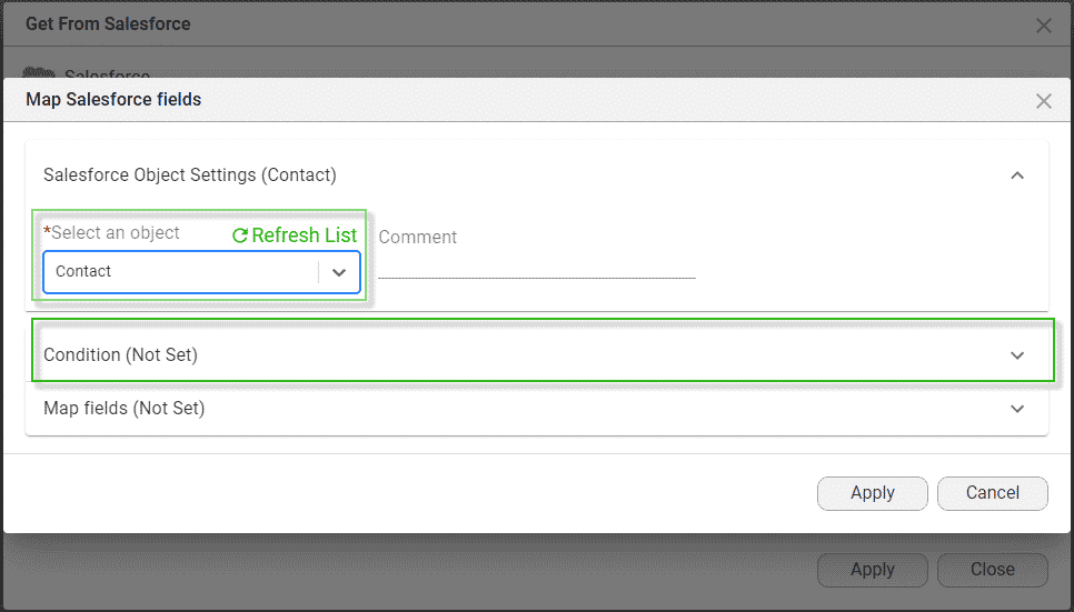 Select Salesforce object