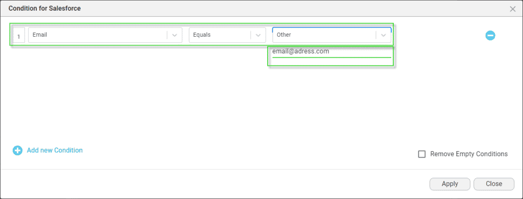 Conditions for Salesforce screen