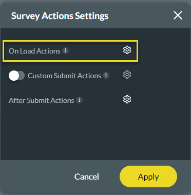 On Load Actions Gear Icon