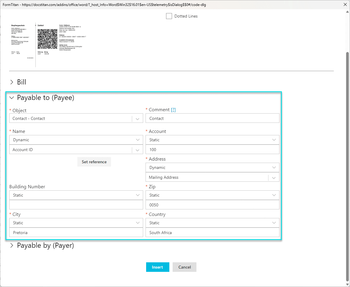 Configure Payable by (Payee)