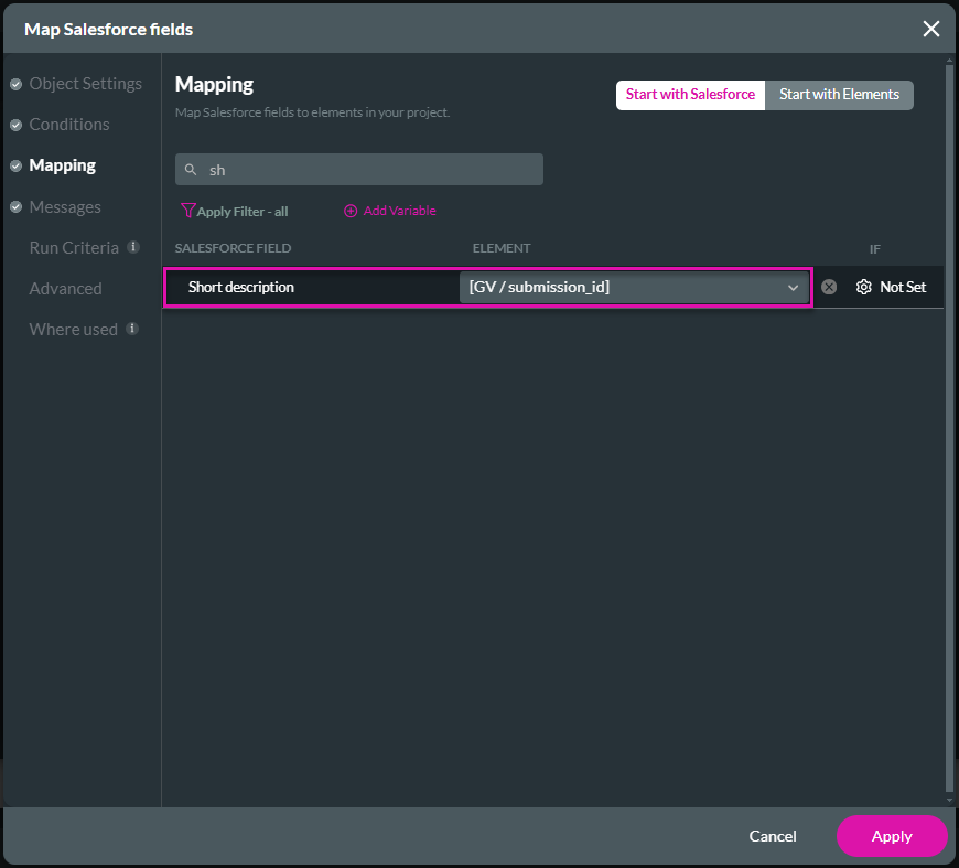 Map Salesforce fields