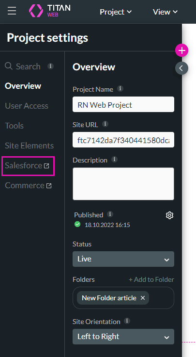 Salesforce Integration screen