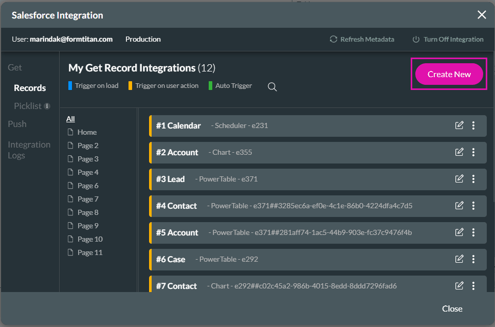 Map Salesforce fields screen