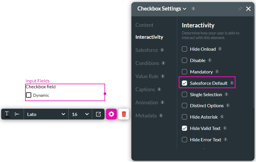 Salesforce Default values checkbox