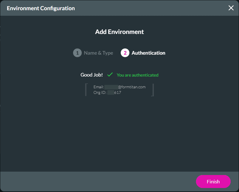 Confirmation message