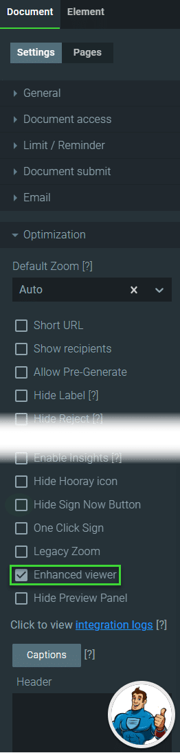 Enhanced viewer checkbox