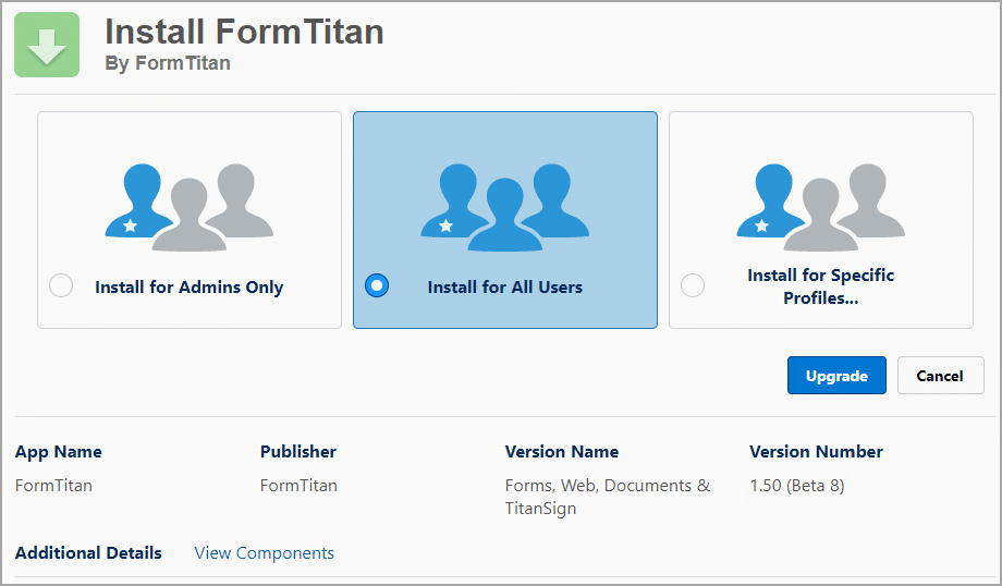 Install for All Users radio button.