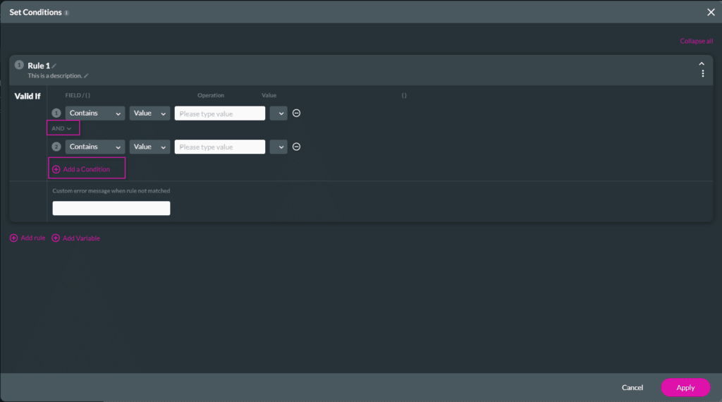 Add a condition option