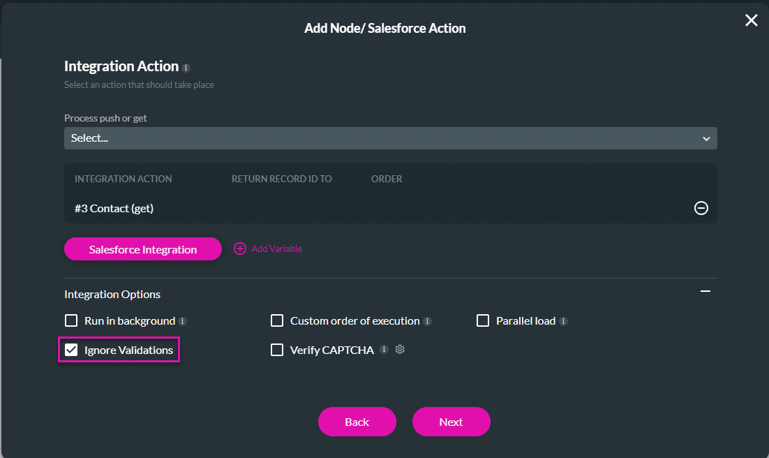 Ignore Validations checkbox
