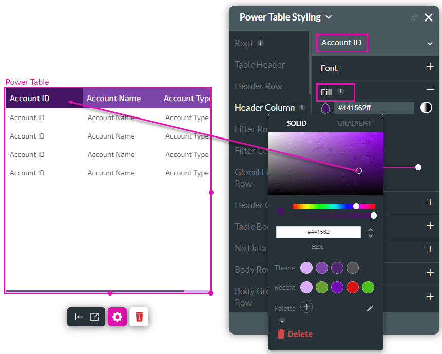 Header column changed