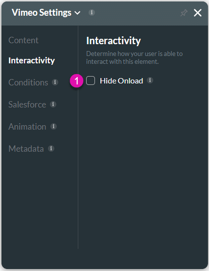 Interactivity settings screen