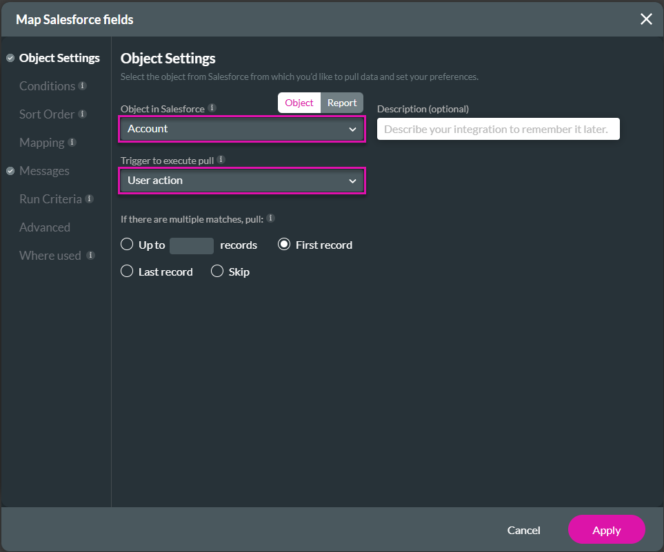 Map Salesforce fields