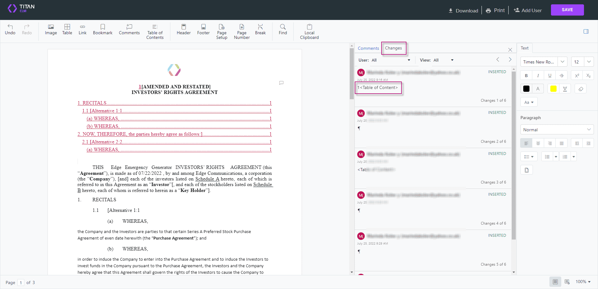 Configuring a Table of Contents