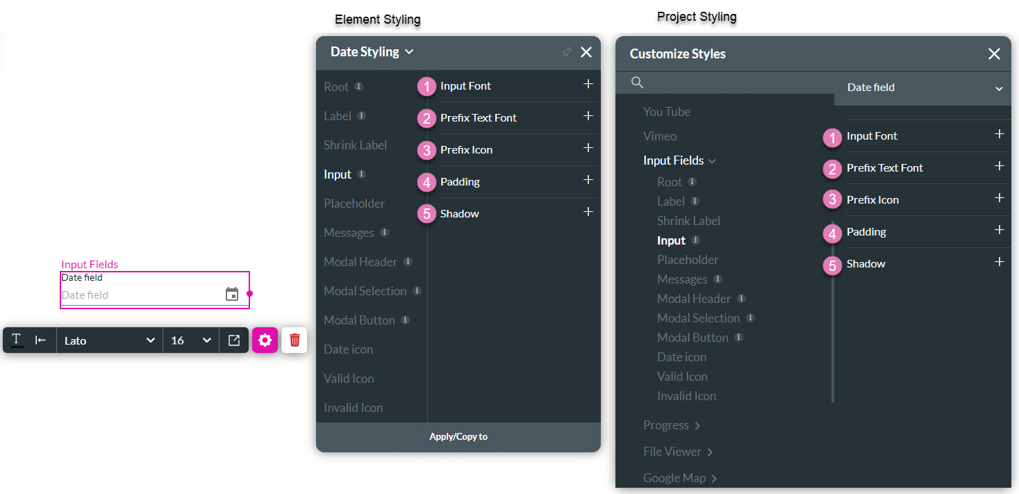 Input styling options
