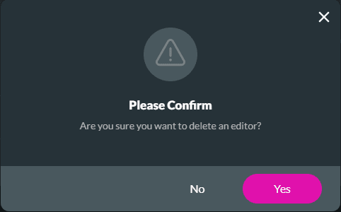 Confirmation message screen