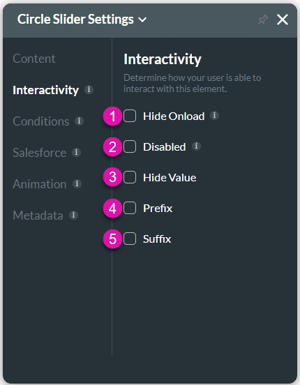 Interactivity settings screen