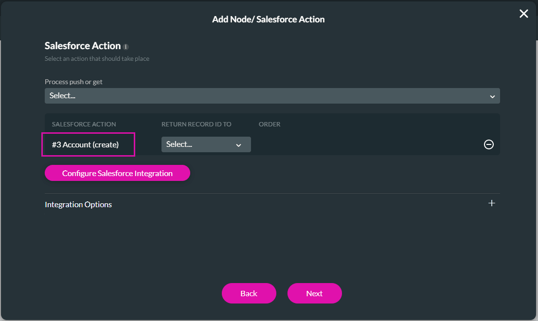 Add Node/Salesforce Action