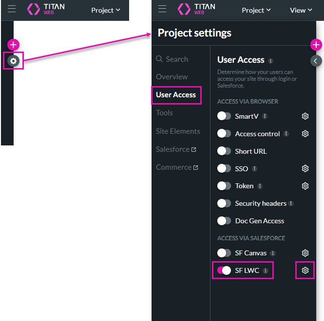 Project Settings screen