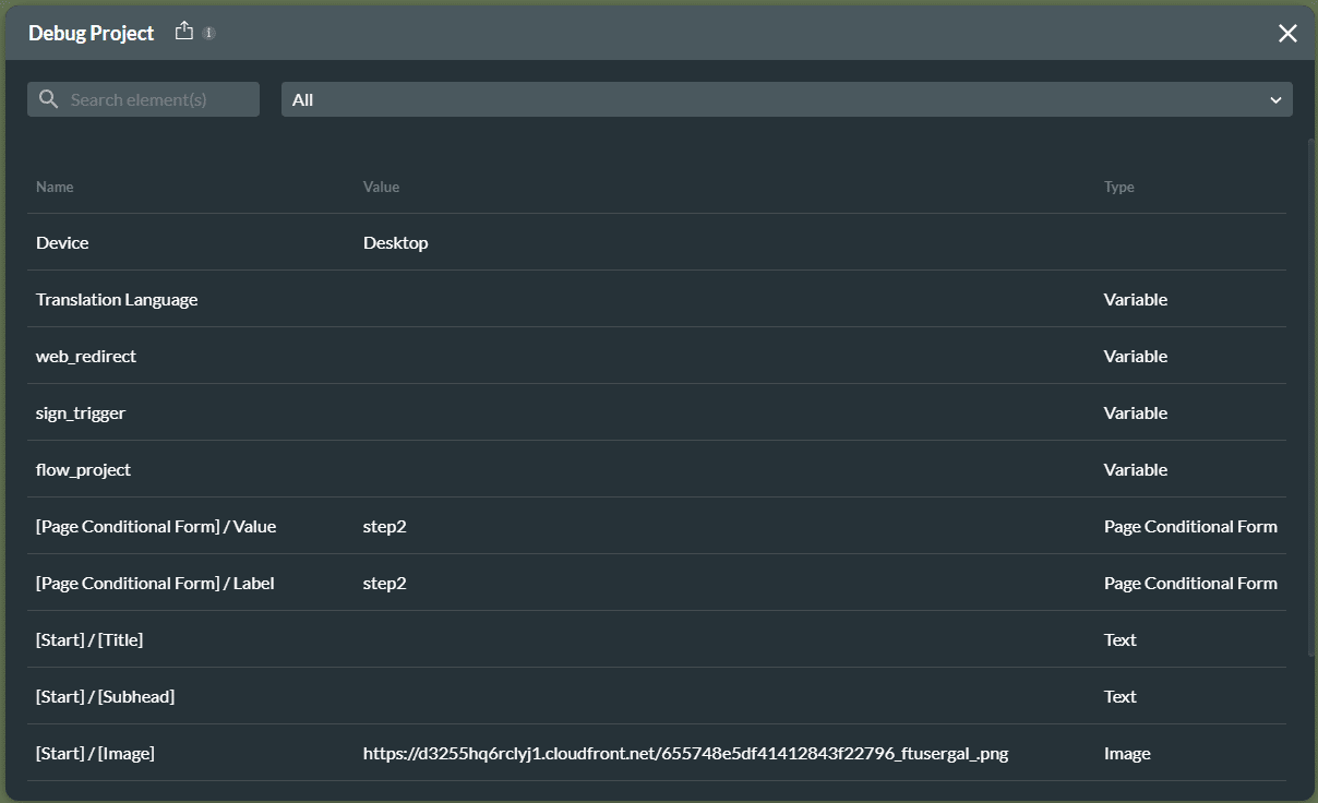 Debug Project screen