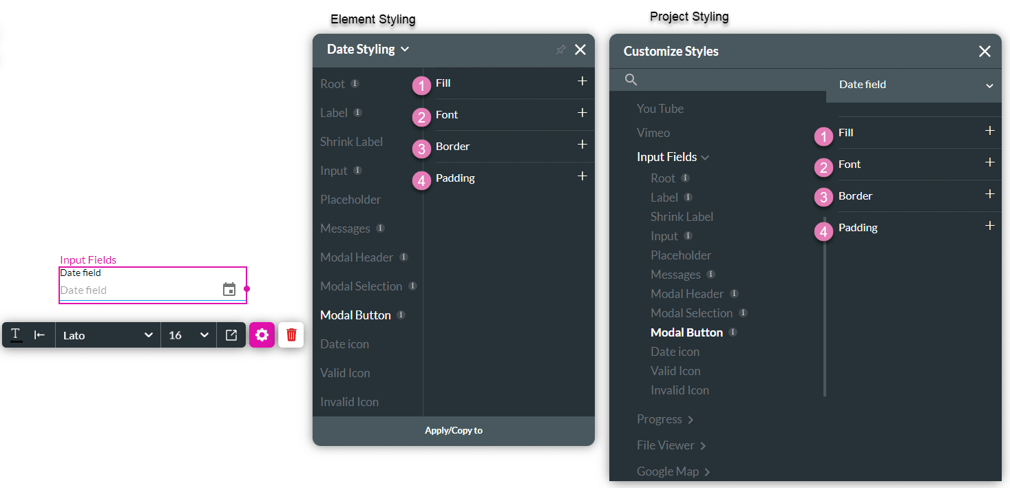 Modal Button styling options