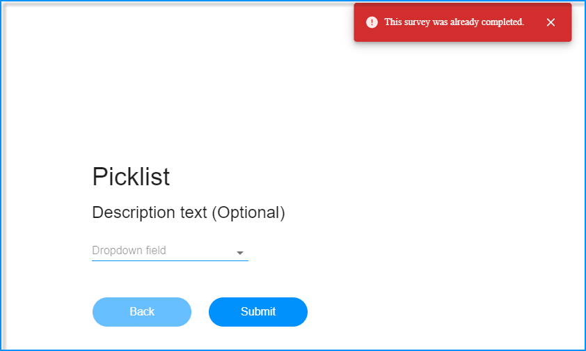 Pop-up message example