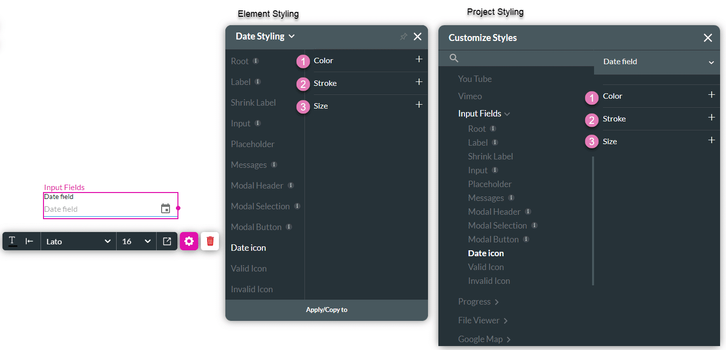 Date Icon styling options