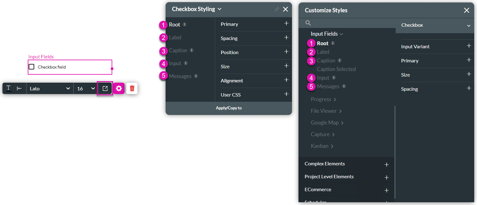 Checkbox styling options