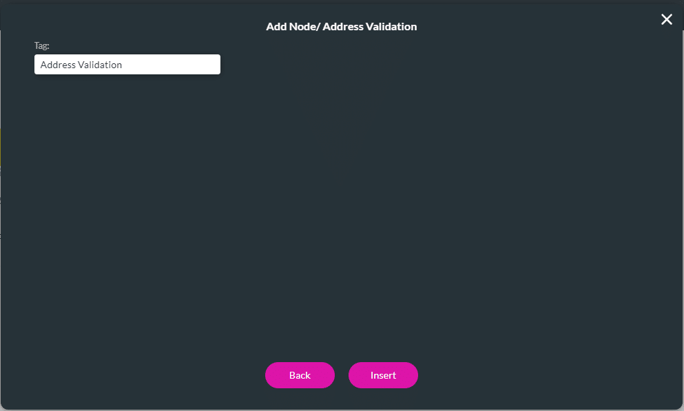 Add Node/ Address Validation screen