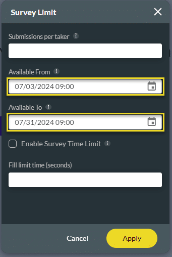 Available From and To