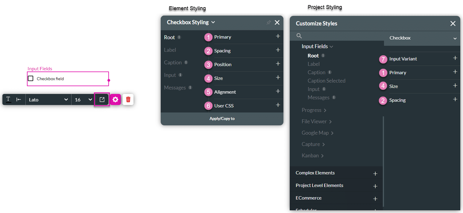 Root styling options