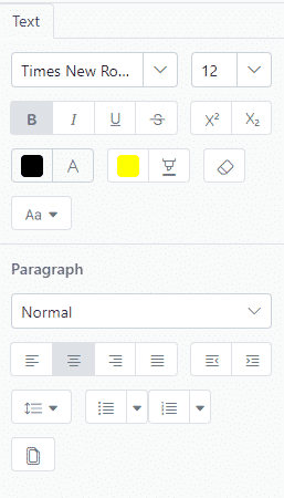 Text Formatting and Styling options