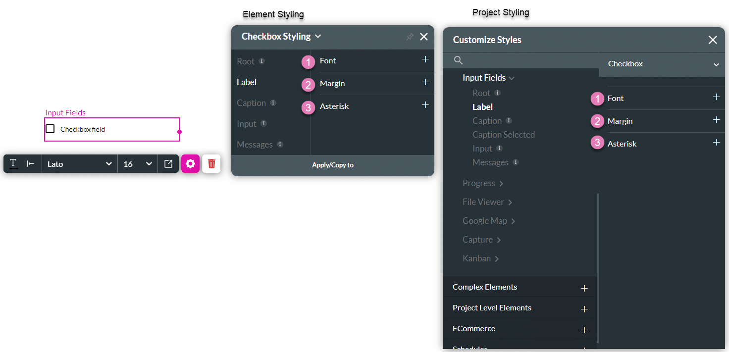 Label styling options