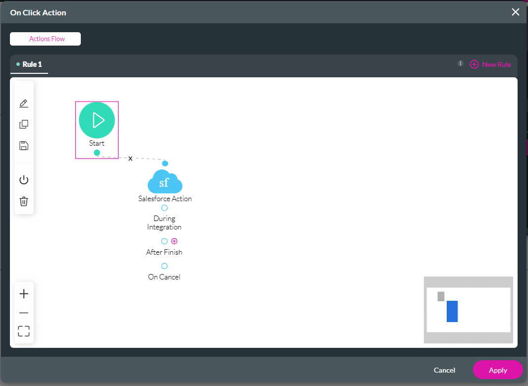 On Click Action screen