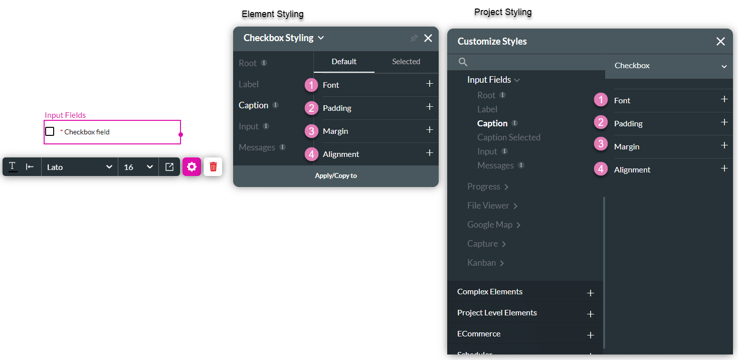 Caption styling options