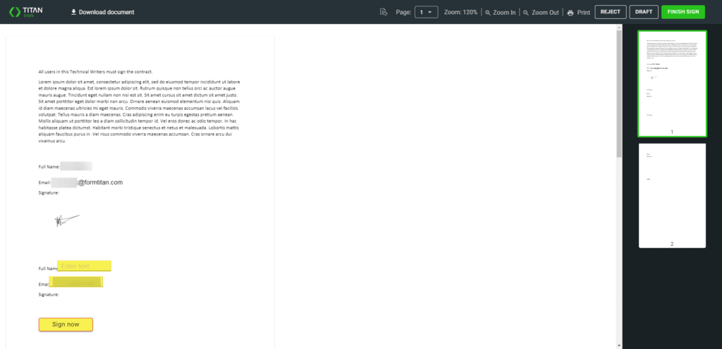Document signed example