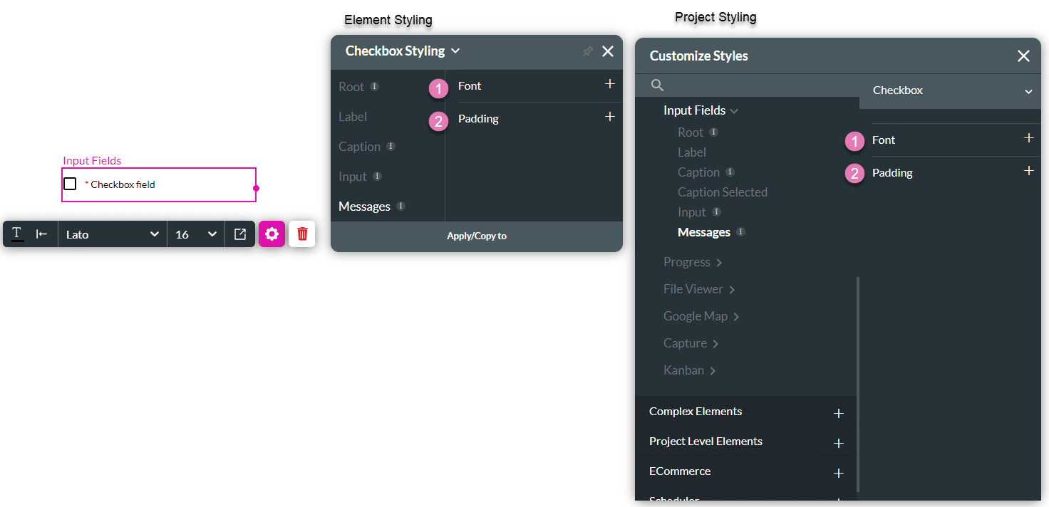 Messages styling options