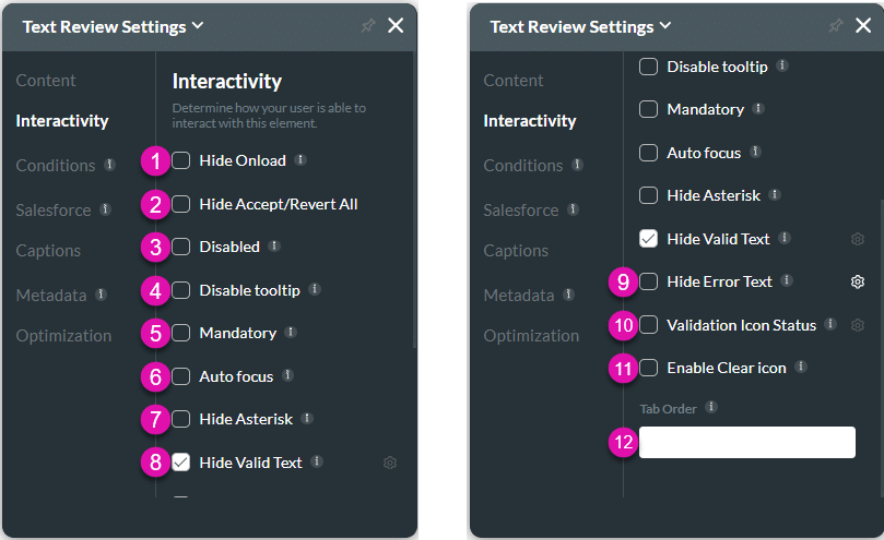 Interactivity screen